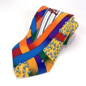 Vintage Rush Limbaugh No Boundaries Mens Tie Multicolor Column Design 100% Silk